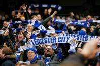 Football - Manchester City v Leicester City - Barclays Premier League - Etihad Stadium - 6/2/16 Leicester City fans celebrate at the end of the game Action Images via Reuters / Jason Cairnduff Livepic