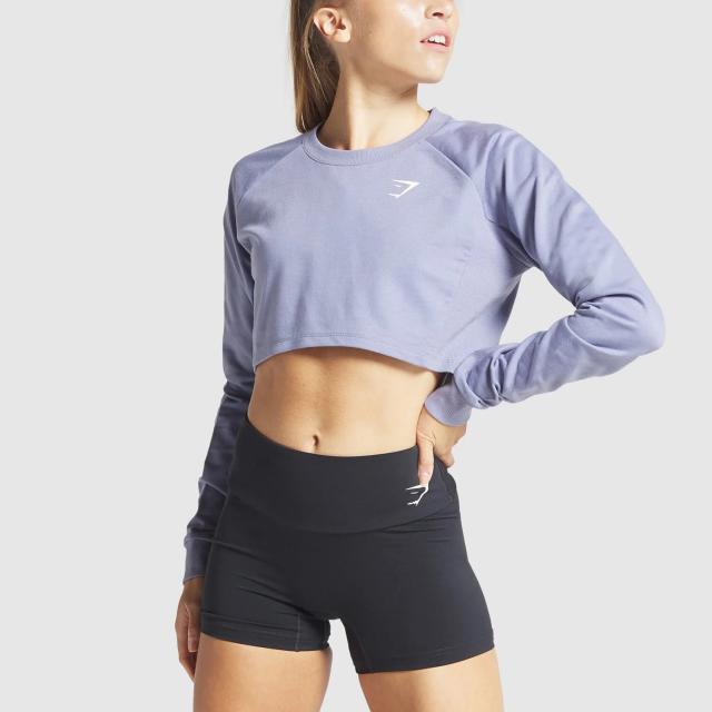 Gymshark Training Long Sleeve Crop Top - Green Print