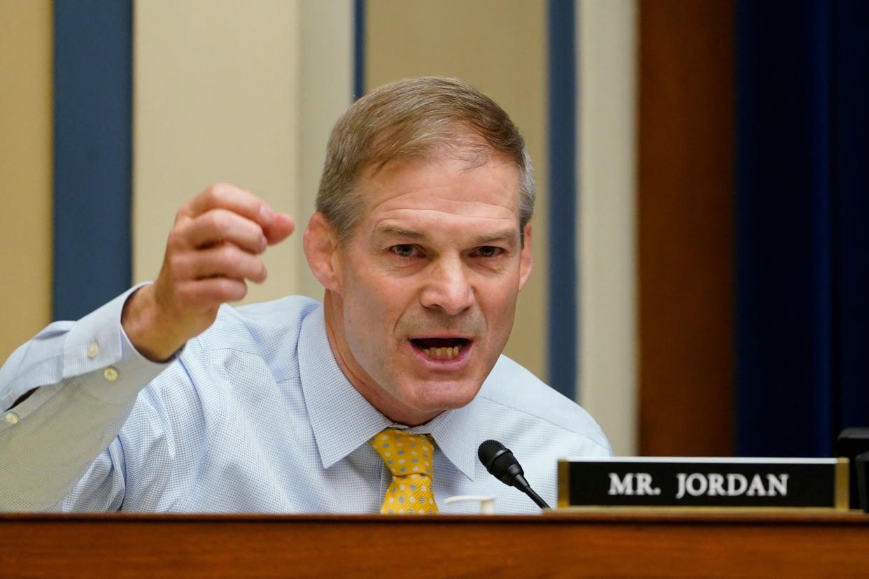 Rep. Jim Jordan, R-Ohio, speaks during a House Select Subcommittee on the Coronavirus Crisis hybrid hearing on Capitol Hill in Washington,DC on May 19, 2021. (Susan Walsh/AFP via Getty Images)