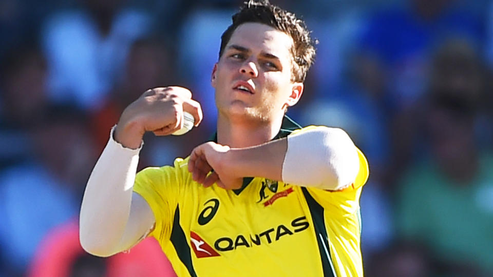 Mitchell Swepson, pictured here in action for Australia during a T20 against England.