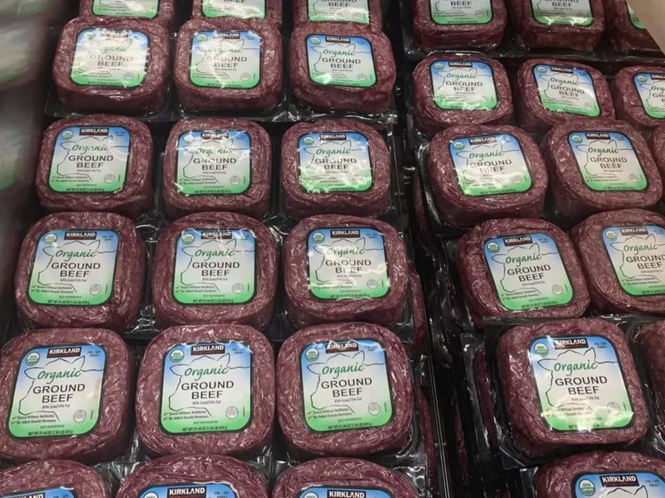 Packages of ground beef at Costco