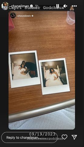 <p>Chanel Iman/Instagram</p> Chanel Iman shows polaroids from daughter's birth