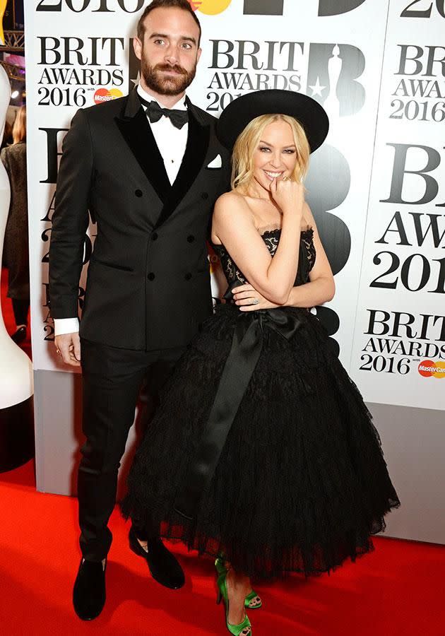 Joshua Sasse and Kylie Minogue. Source: Getty
