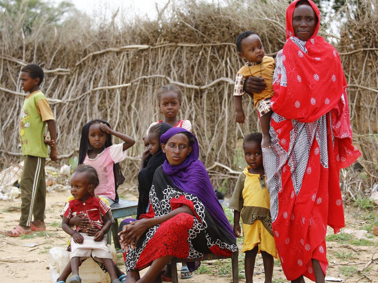 South Sudanese refugees sit at the Al-Nimir camp in the Sudanese state of East Darfur: Getty