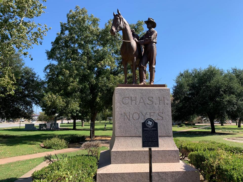 This statue of Charles Noyes and his horse was sculpted by Pompeo Coppini and commissioned by a father heartbroken by his son's early death. It stands in the courthouse square in Ballinger, Texas. It served as an inspiration for author Stephen Harrigan's Texas novel, "Remember Ben Clayton."