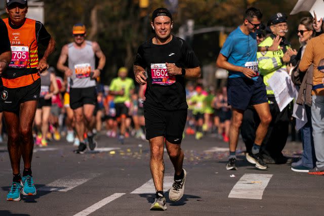 <p>Dave Hashim for Brooks Running</p> Cody Ko running in the 2023 New York City Marathon.