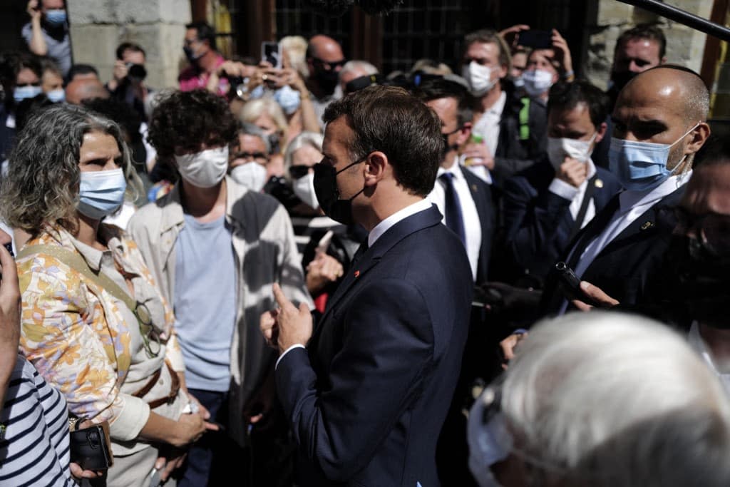 Emmanuel Macron en déplacement dans le Lot en juin dernier  - Lionel Bonaventure