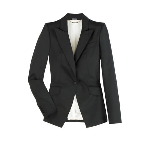 Alexander McQueen black wool-blend twill blazer, $1,960