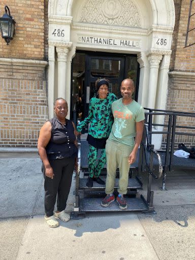 The author with his neighbors, Sharon Drumgo (left) and Beverly Tyree. 