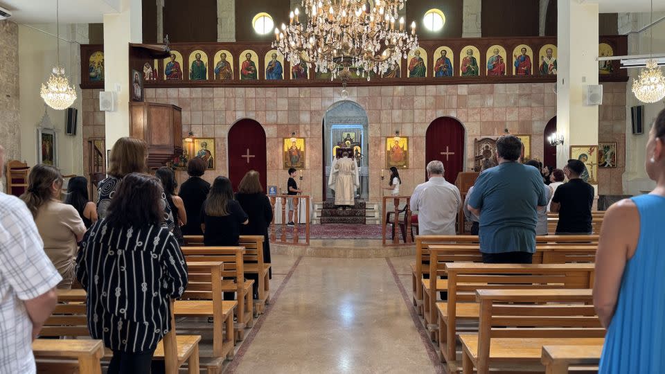 Sunday mass at the Maronite Church in the town of Marjayoun, southern Lebanon. Around 90,000 residents are said to have left the south of the country since October 7th amid ongoing tensions between Hezbollah and Israel. - Muhammad Darwish/CNN