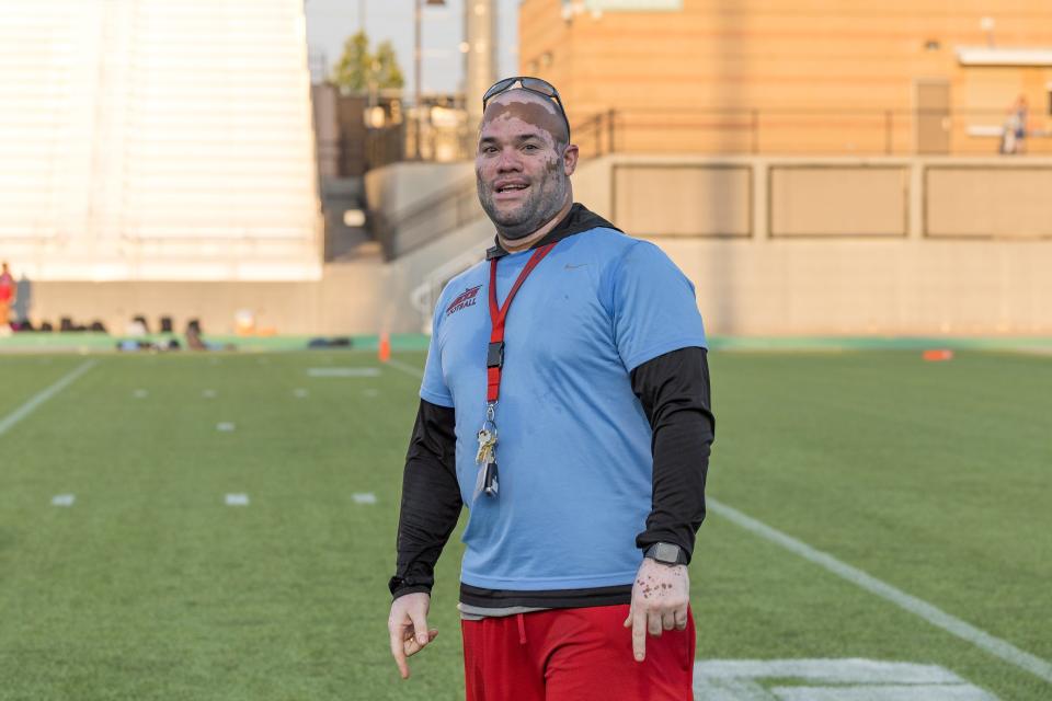 Western Heights head coach JD Runnels during the Oklahoma City All City Football Scrimmage at Taft Stadium on Thursday, Aug. 17, 2023.