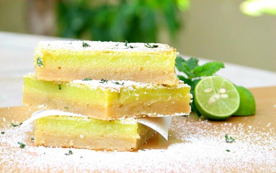 <p>Foodness Gracious</p><p>Key Lime never had it so good. These key lime bars from Foodness Gracious are like the classic pie, but handheld. You won't be able to get enough! </p><p><a href="https://foodnessgracious.com/key-lime-bars-2/" rel="nofollow noopener" target="_blank" data-ylk="slk:Get the recipe;elm:context_link;itc:0;sec:content-canvas" class="link ">Get the recipe</a>. </p>