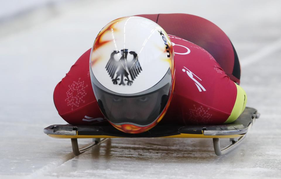 Skeleton – Pyeongchang 2018 Winter Olympics – Women’s Training – Olympic Sliding Centre – Pyeongchang, South Korea – February 12, 2018 – Anna Fernstaedt of Germany in action. REUTERS/Arnd Wiegmann