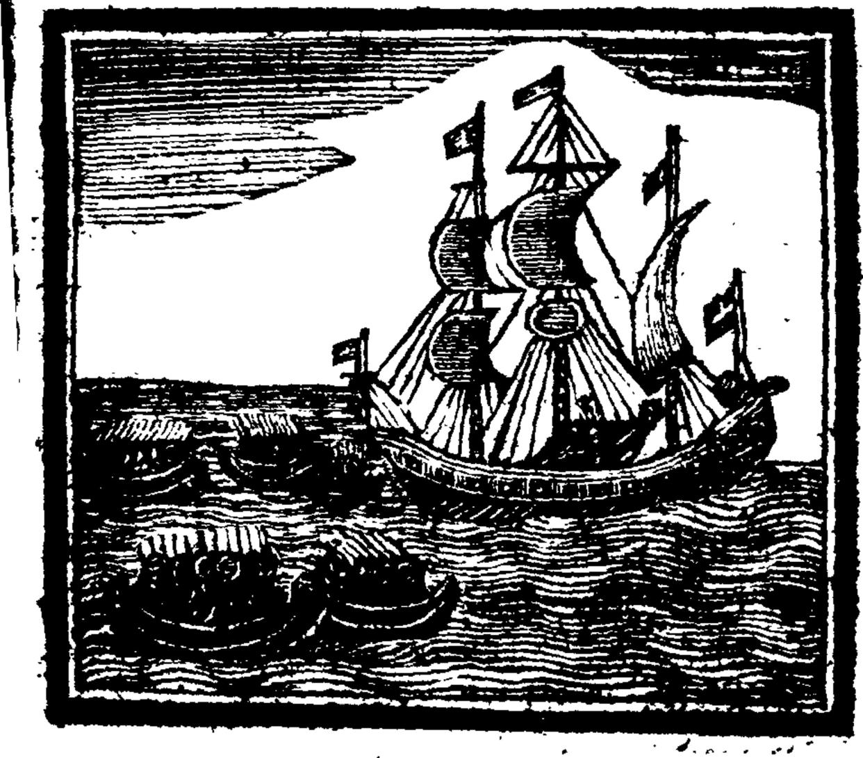 . English: Fleuron from book: A voyage to the South Seas, and to many other parts of the world, performed from the month of September in the year 1740, to June 1744, by Commodore Anson, In his Majesty's Ship the Centurion, Having under his Command The Gloucester, Pearl, Severn, Wager, Trial, and two Store-Ships. By an Officer of the Fleet. 252 A voyage to the South Seas Fleuron T144348-11