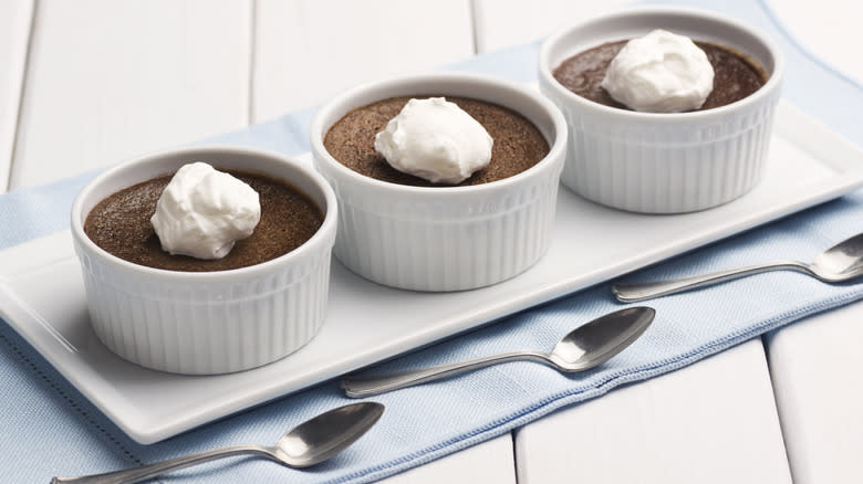 Three served pots de creme