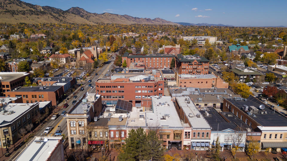 Aerial view of Boulder, Colorado.