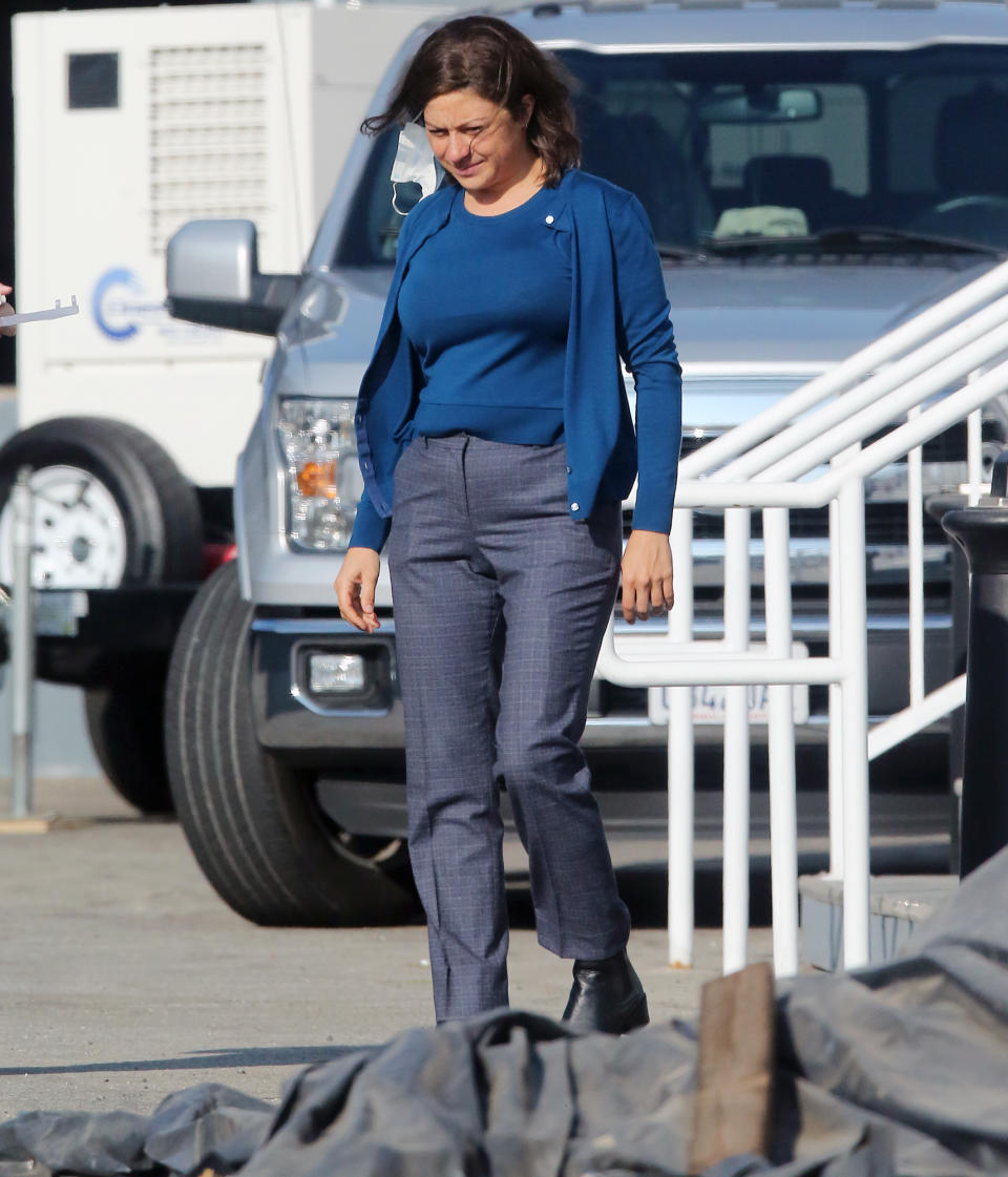 <p>Alia Shawkat is seen on the set of her new series <em>The Old Man</em> on Tuesday in L.A.</p>