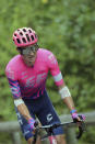 Neilson Powless of the US rides during the 16th stage of the Tour de France cycling race over 164 kilometers from La Tour-du-Pin to Villard-de-Lans Tuesday, Sept. 15, 2020. (AP Photo/Thibault Camus)