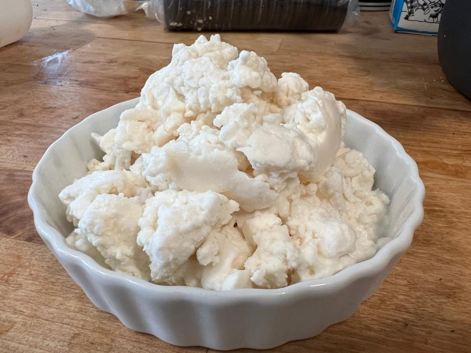 Chunky bag-method ice cream in bowl