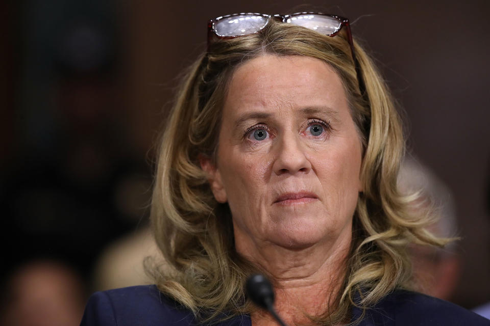 Christine Blasey Ford before the Senate Judiciary Committee on Thursday. (Photo: Win McNamee/Getty Images)