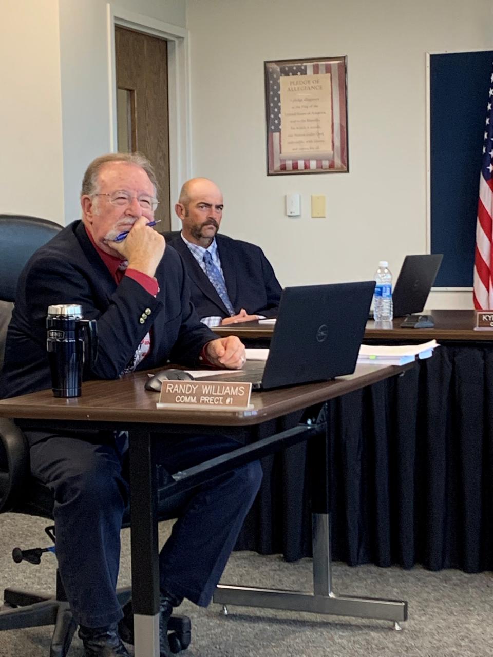 Commissioner Randy Williams listens aptly as members of the public address the Commissioners Court in the controversy over the new ambulance contract on Tuesday.