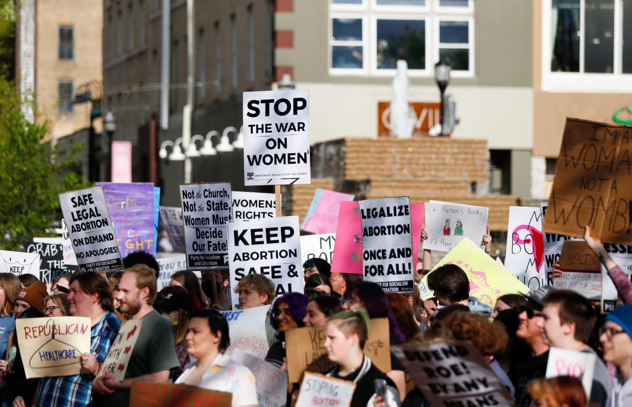 A large crowd of about 500 people attendedÊthe Defend Roe! Emergency Rally at the Park Central Square in Downtown Springfield on Friday, May 6, 2022. The protest was held after a draft of a Supreme Court opinion was leaked showing it would overturn the landmark 1973 Roe v. WadeÊdecision.