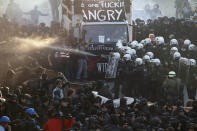 <p>German riot police confront protesters during the demonstrations during the G-20 summit in Hamburg, Germany, July 6, 2017. (Photo: Fabrizio Bensch/Reuters) </p>