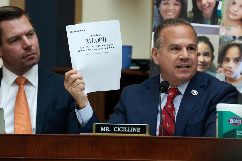 Rep. David N. Cicilline (D-RI) speaks during a House Judiciary Committee mark up hearing in the Rayburn House Office Building on June 02, 2022 in Washington, DC. House members of the committee held the emergency hearing to mark up H.R. 7910, the "Protecting Our Kids Act" a legislative package of gun violence prevention measures, in response to a string of mass shootings in cities across the United States including in Buffalo, Uvalde and most recently in Tulsa.