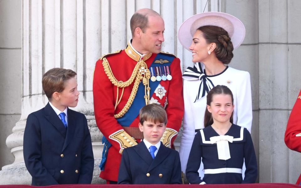 The Prince of Wales with the Princess and their children on the Buckingham Palace balcony