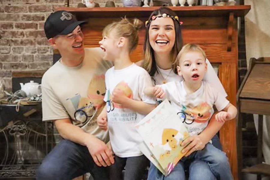 <p>Courtesy of Julia Erman</p> Julia Erman and husband Aaron with their kids Hazel Rose and Russell