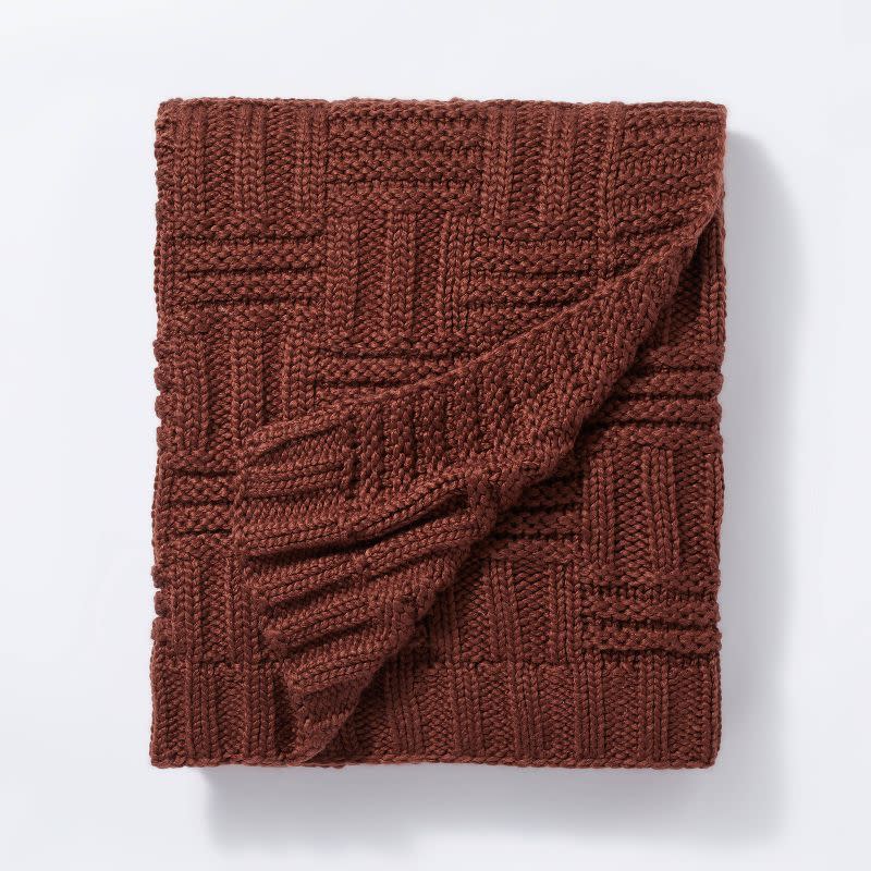 2) Basket Weave Knit Throw Blanket