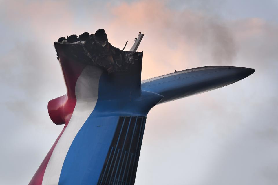 The Carnival Freedom came into Port Canaveral at 7:30 Monday morning. The smoke stack of the ship was damaged on its last cruise. Carnival is cancelling the ship’s next two cruises to make repairs.