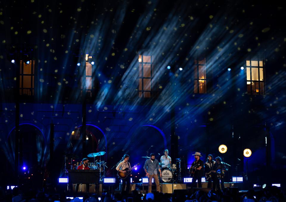 Jordan Davis and NEEDTOBREATHE perform at the 2024 "CMT Crossroads taping with NEEDTOBREATHE and Jordan Davis at the University of Texas in Austin, Texas., Friday, April 5, 2024.