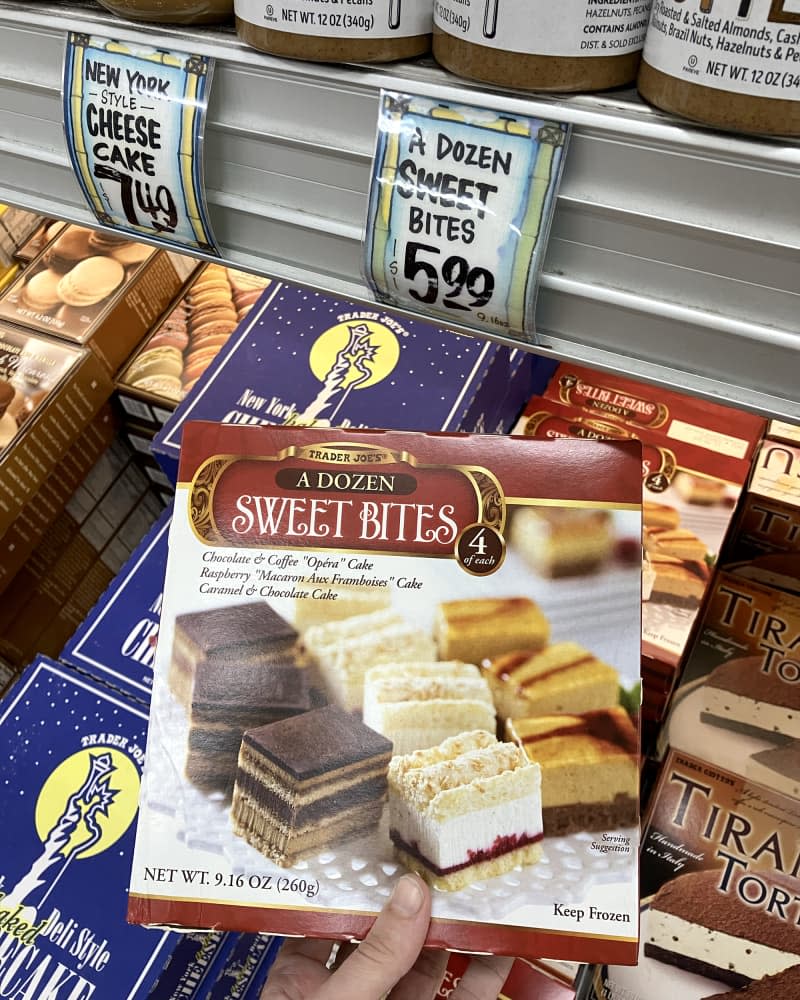 Trader Joe's Sweet Bites in freezer section of Trader Joe's store