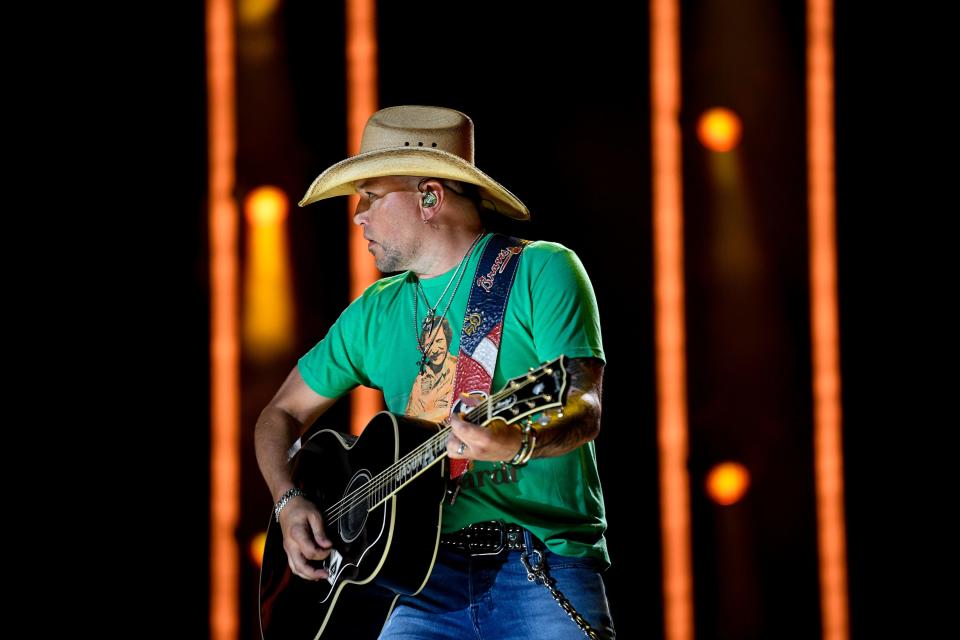 Jason Aldean performs during CMA Fest at Nissan Stadium early in the morning on Saturday, June 10, 2023, in Nashville, Tennessee.