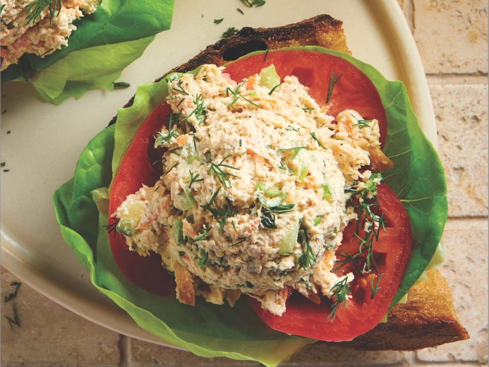 Chicken salad on toast.