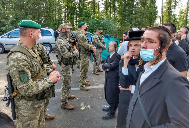 Jewish pilgrims gather at Novi Yarylovychi crossing point in Chernihiv Region