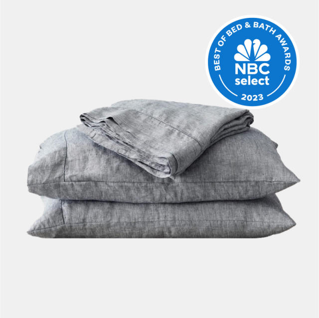 Stonewashed Linen Fitted Bed Sheet | Full | Slate Blue - The Citizenry