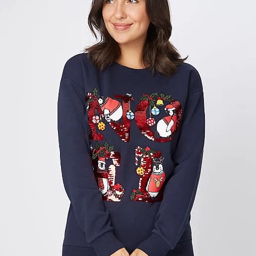 George Navy Penguin Noel Slogan Christmas Sweatshirt