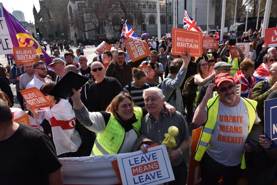 <p>Pro-Brexit supporters march on Westminster (GETTY) </p>