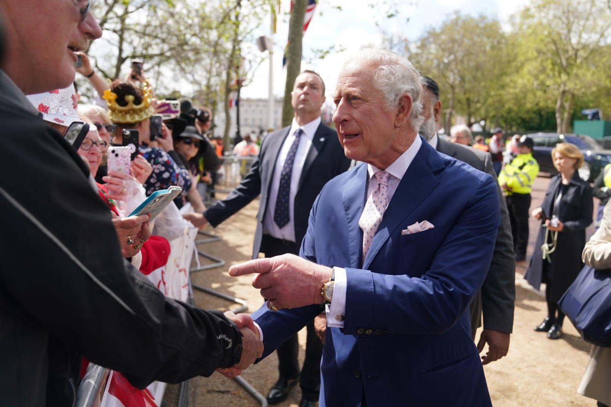 King Charles III on a walkabout outside Buckingham Palace