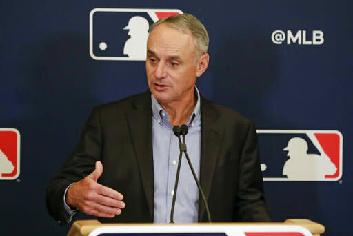 ▲大聯盟（MLB）主席Rob Manfred今（17日）宣布經過各球團老闆投票決議，運動家正式離開奧克蘭，將搬遷至賭城拉斯維加斯。（圖／美聯社／達志影像）