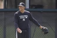New York Yankees' Alex Rodriguez works out at the Yankees minor league complex for spring training in Tampa, Florida, February 23, 2015. REUTERS/Scott Audette (UNITED STATES - Tags: SPORT BASEBALL)