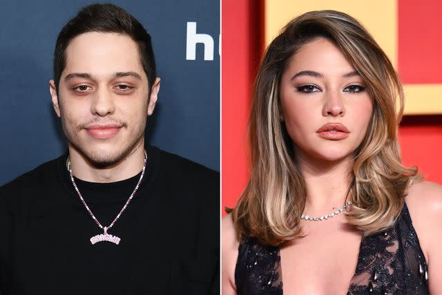 <p>Dimitrios Kambouris/Getty; Karwai Tang/WireImage</p> Pete Davidson and Madelyn Cline