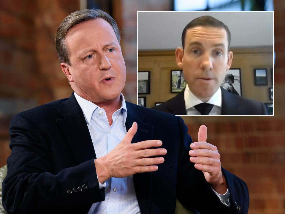 <p>David Cameron, left, and Alexander Greensill</p> (ITV/Shutterstock/Reuters TV)