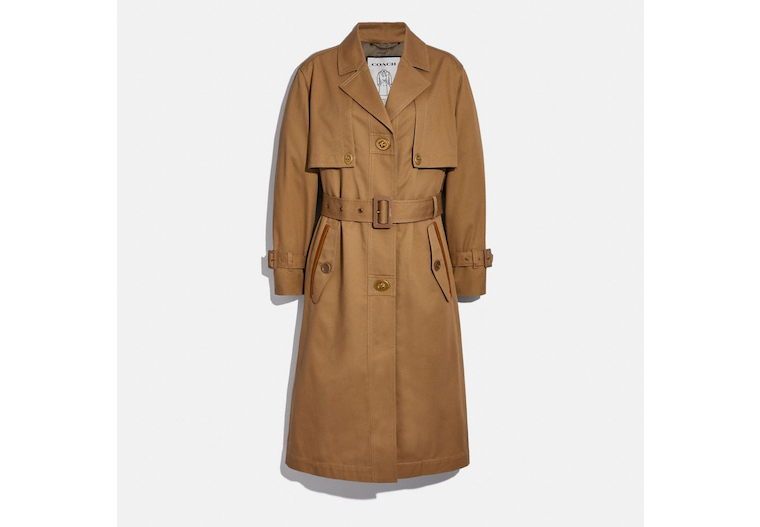 Cotton Trench With Leather Trim