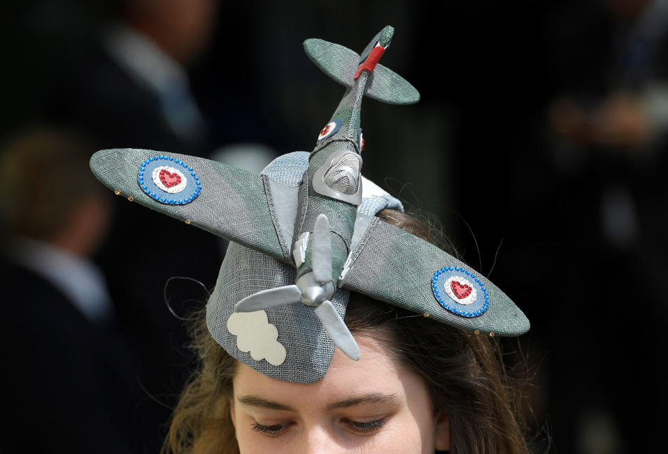 <p>A racegoer at the Royal Ascot horse races on June 23, 2017 in Ascot, Britain. (Toby Melville/Reuters) </p>