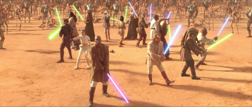 Mace Windu (Samuel L. Jackson, center) and the Jedi Order – seen here in "Star Wars: Episode II - Attack of the Clones" – play a key role in the novel "Star Wars: Inquisitor: Rise of the Red Blade."
