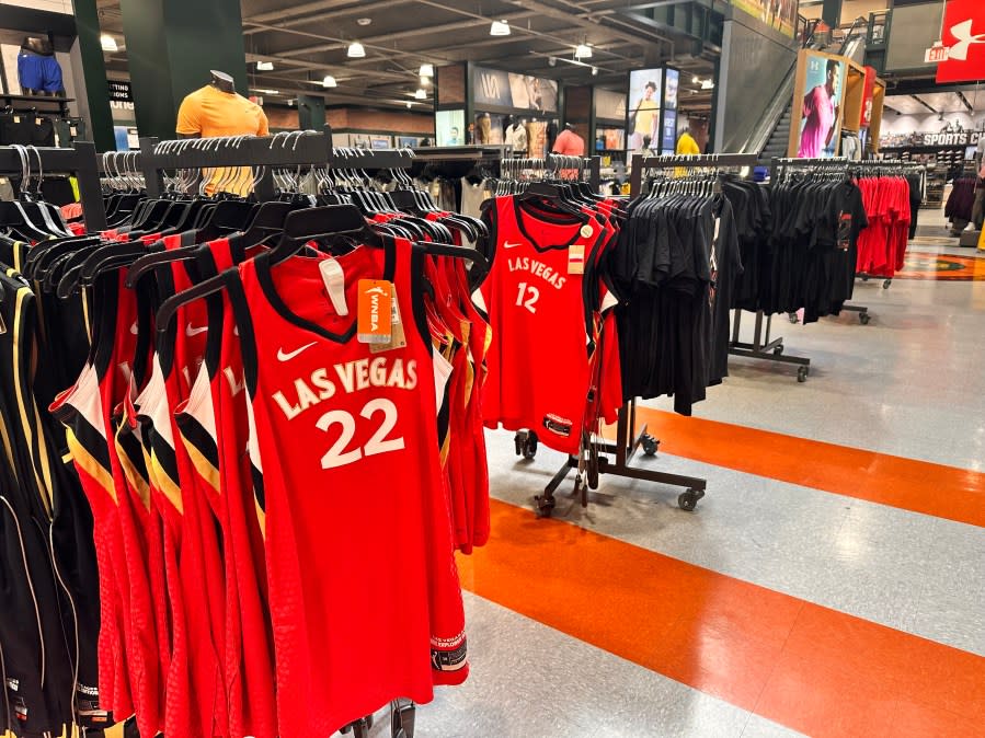 2023 Las Vegas Aces WNBA Championship merch (KLAS)