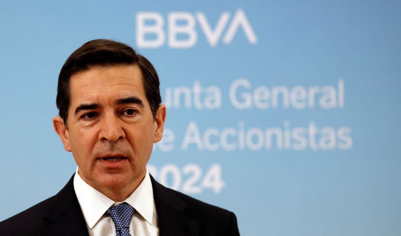 FILE PHOTO: BBVA Chair Carlos Torres Vila speaks ahead of the Annual General Meeting of Shareholders at the Palacio Euskalduna in Bilbao